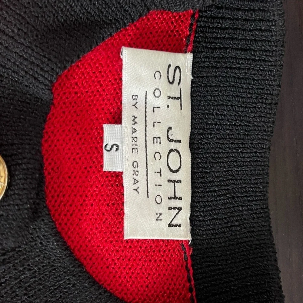 St John’s Vintage Red and Black Women's Cardigan with Gold Accents S - Picture 7 of 8